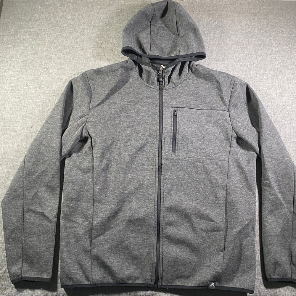 ZeroXposur Mens Athletic Zip Up Hoodie Gray Heathered Size Large Lightweight